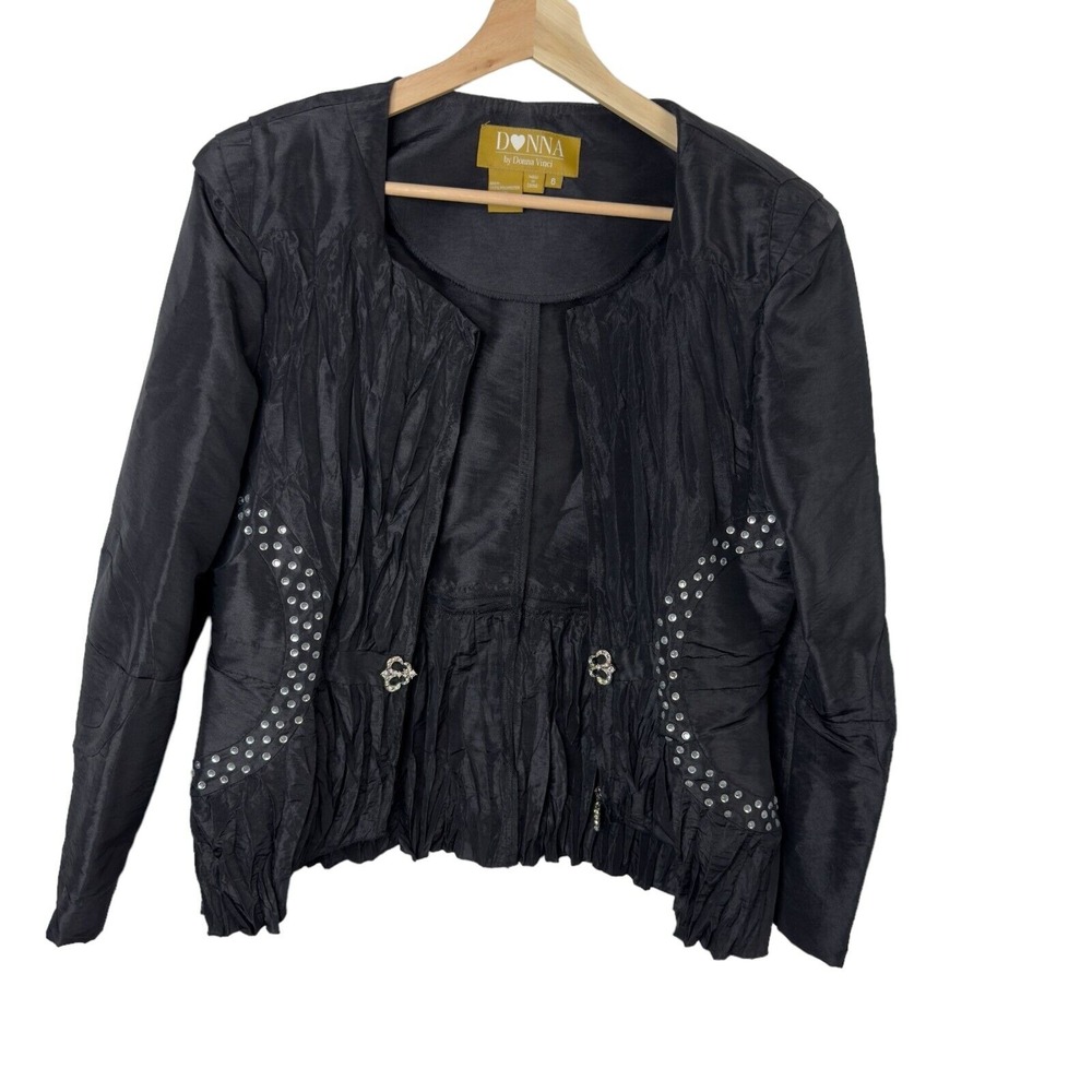 DONNA by Donna Vinci Women's Sz 6 Black Long‎ Sleeve jacket Buckle